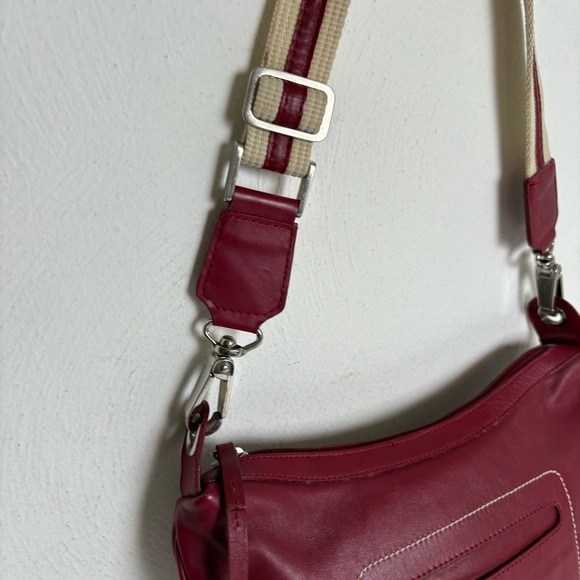 LAZARO Vintage Sporty Leather Shoulder Bag Stripe Strap Made in Argentina - Picture 10 of 16